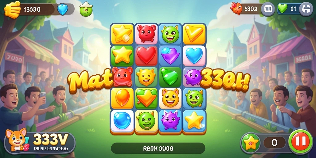 Tampilan gameplay seru permainan Match-3 dengan berbagai tantangan.