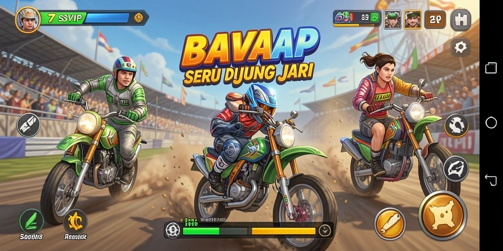 Gameplay Racing seru dengan mobil dan lintasan yang bervariasi.