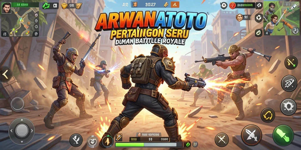 Gameplay seru ARWANATOTO dalam pertarungan Battle Royale.