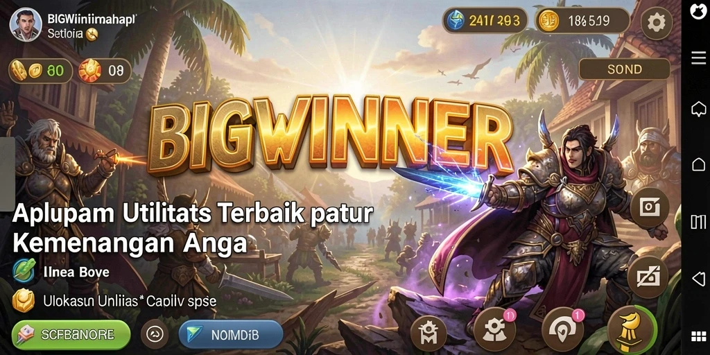 Tangkapan layar gameplay BIGWINNER yang menunjukkan fitur utilitas bermanfaat.