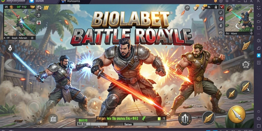 Screenshot BIOLABET menampilkan aksi seru dalam arena Battle Royale.