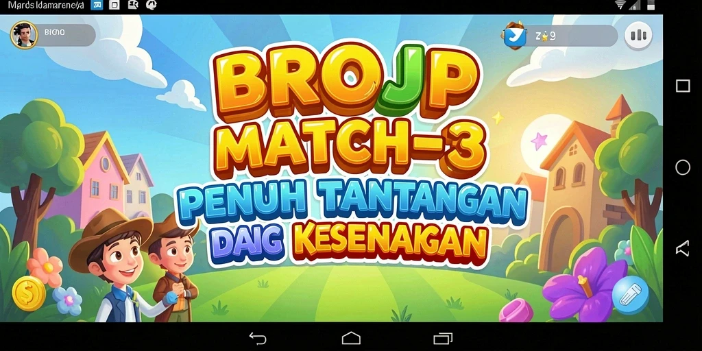 Tangkapan layar dari gameplay Match-3 BROJP yang penuh warna.