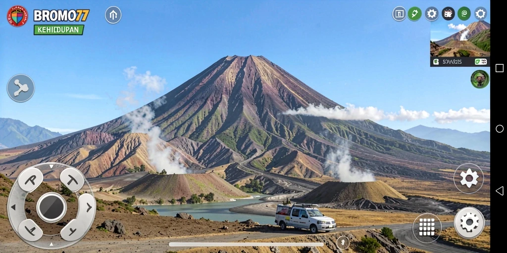 Tampilan gameplay BROMO77 yang menampilkan keindahan Gunung Bromo.