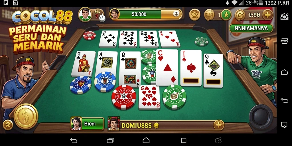 Tampilan gameplay menawan dalam permainan Domino COCOL88.