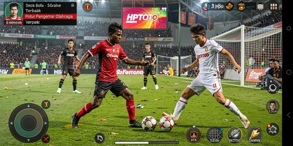 Tampilan gameplay HPTOTO yang mendebarkan dalam pertandingan sepak bola.