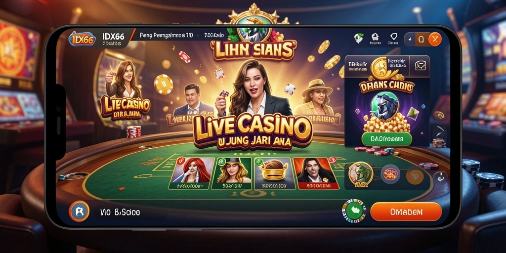 Tampilan gameplay Live Casino IDX66 yang mengasyikkan dan interaktif.