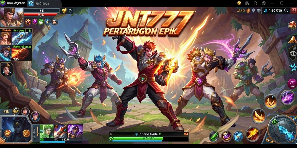 Screenshot gameplay JNT777 yang menampilkan aksi seru di arena pertempuran MOBA.