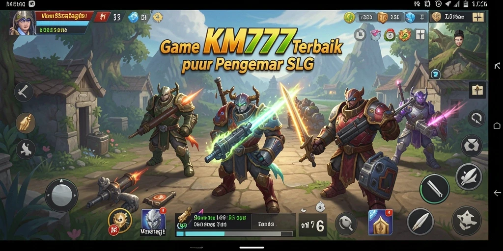 Tangkapan layar gameplay KM777 menunjukkan aksi seru dalam pertempuran strategis.