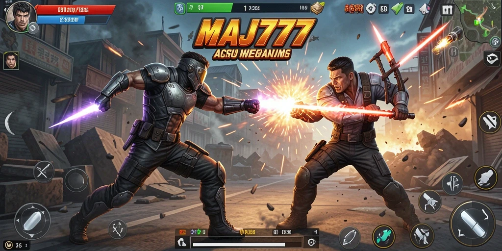 Gameplay MAJ777 dengan karakter aksi dan pertarungan seru.