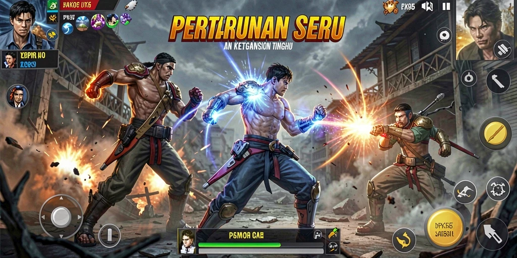 Gameplay PK95 yang intens dan penuh aksi di arena Fighting.
