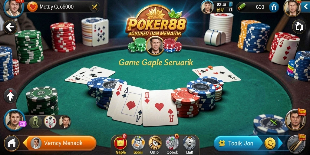 Screenshot utama POKER88 menampilkan momen seru permainan Gaple.