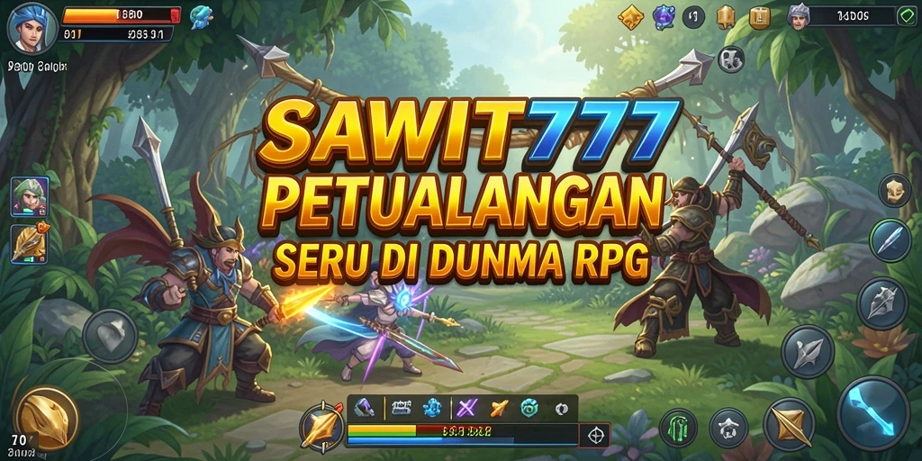 Tangkapan layar gameplay SAWIT777 menampilkan karakter bertempur melawan monster dalam dunia RPG.