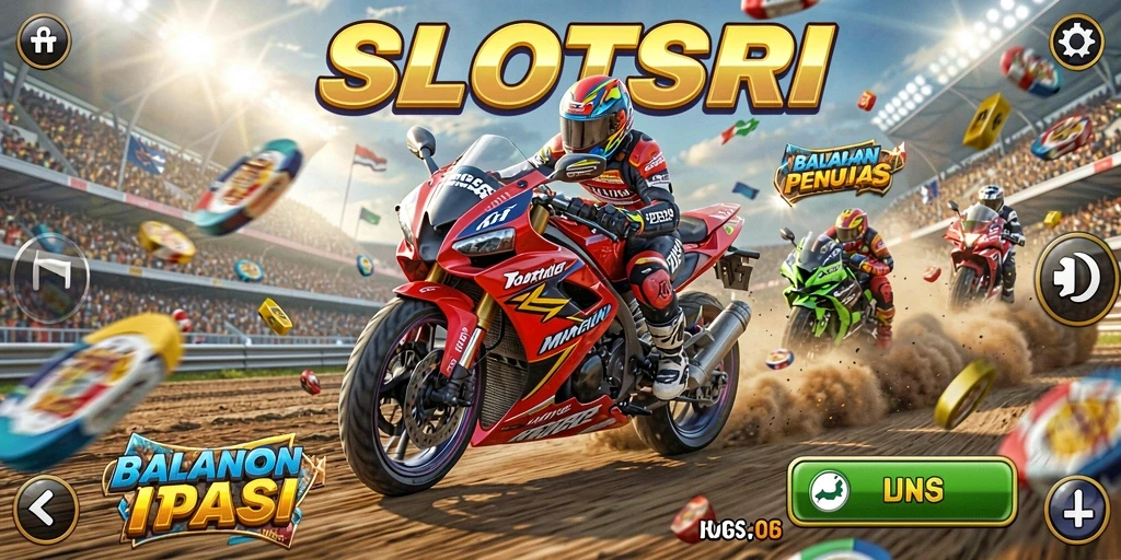 Tampilan gameplay balapan motor yang mendebarkan di SLOTSRI.