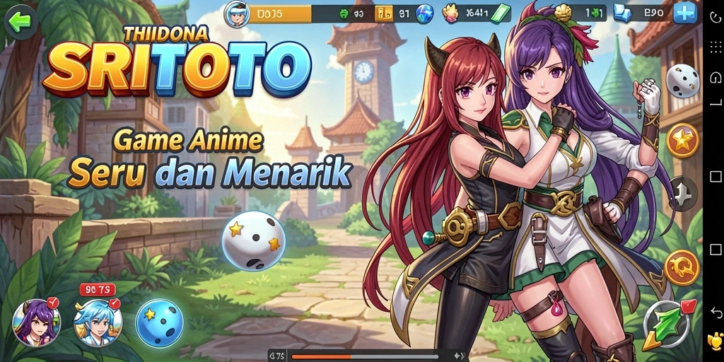 Tangkapan layar gameplay SRITOTO menampilkan pertarungan karakter Anime.