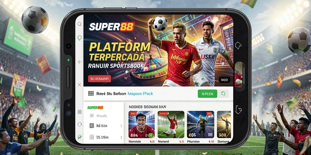 Screenshot utama SUPER88 menampilkan antarmuka sportsbook yang menarik.