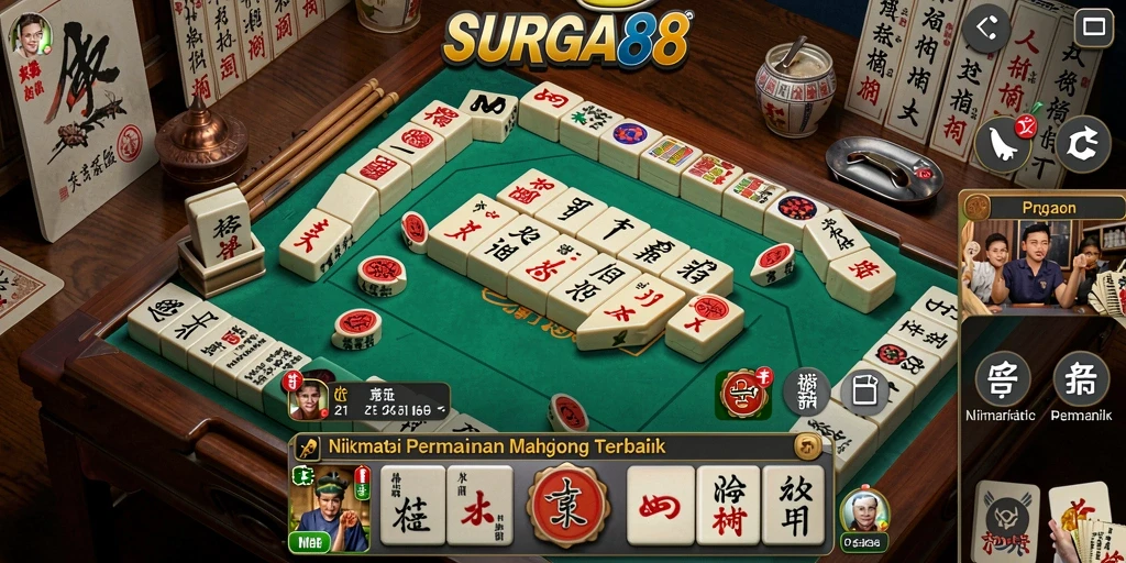 Screenshot SURGA88 menampilkan gameplay Mahjong yang menarik dan interaktif.