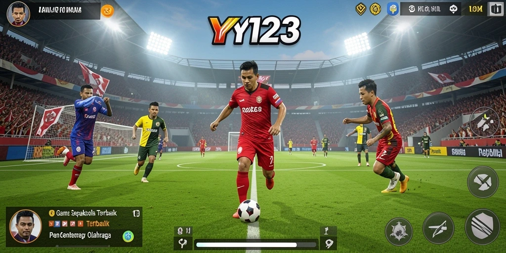 Screenshot YY123 menampilkan gameplay sepak bola yang mendebarkan.