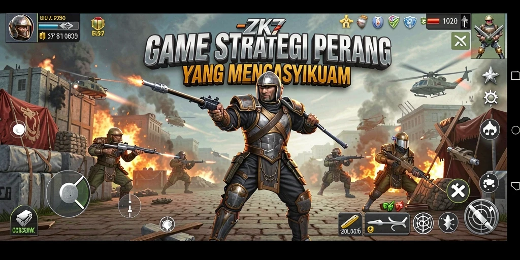 Tampilan gameplay ZK7 dengan strategi perang yang intens.
